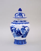 Blue and White Scholar Scene Temple Jar - 36 cm 