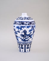 Pastoral Scene Blue & White Porcelain Vase 