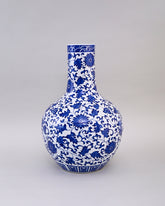Swirling Vine Floral Porcelain Vase 