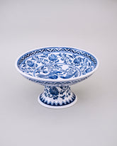 Blue and White Pedestal Decorative Bowl - Big 