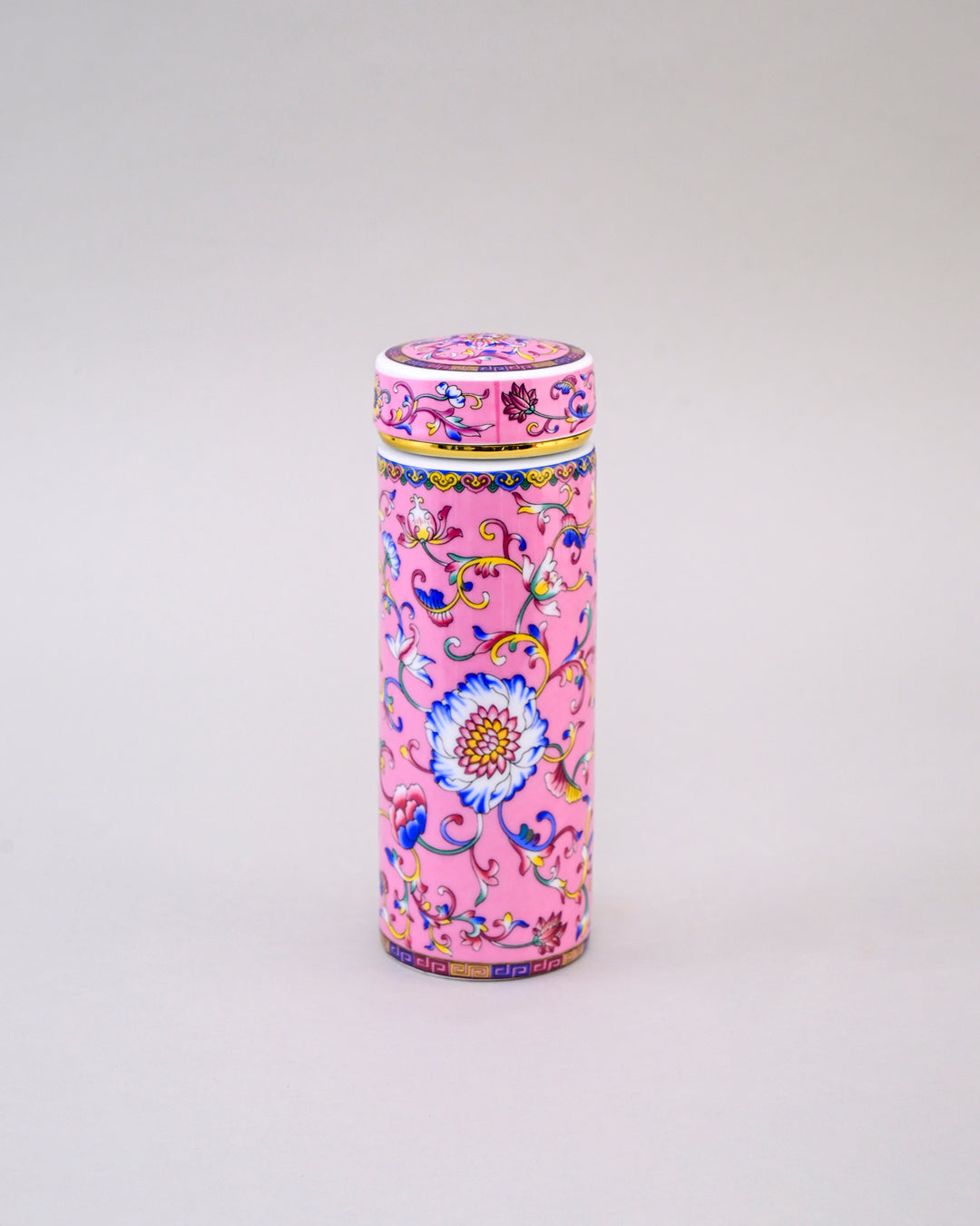 Imperial Blossom Ceramic Travel Flask - Rose Pink