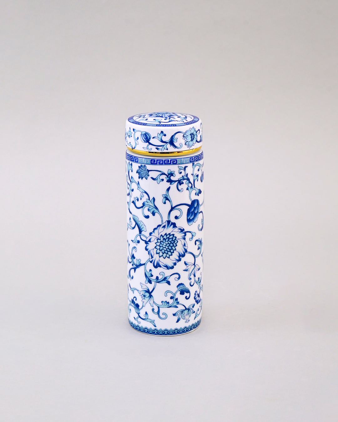 Imperial Blossom Ceramic Travel Flask - Cobalt Blue