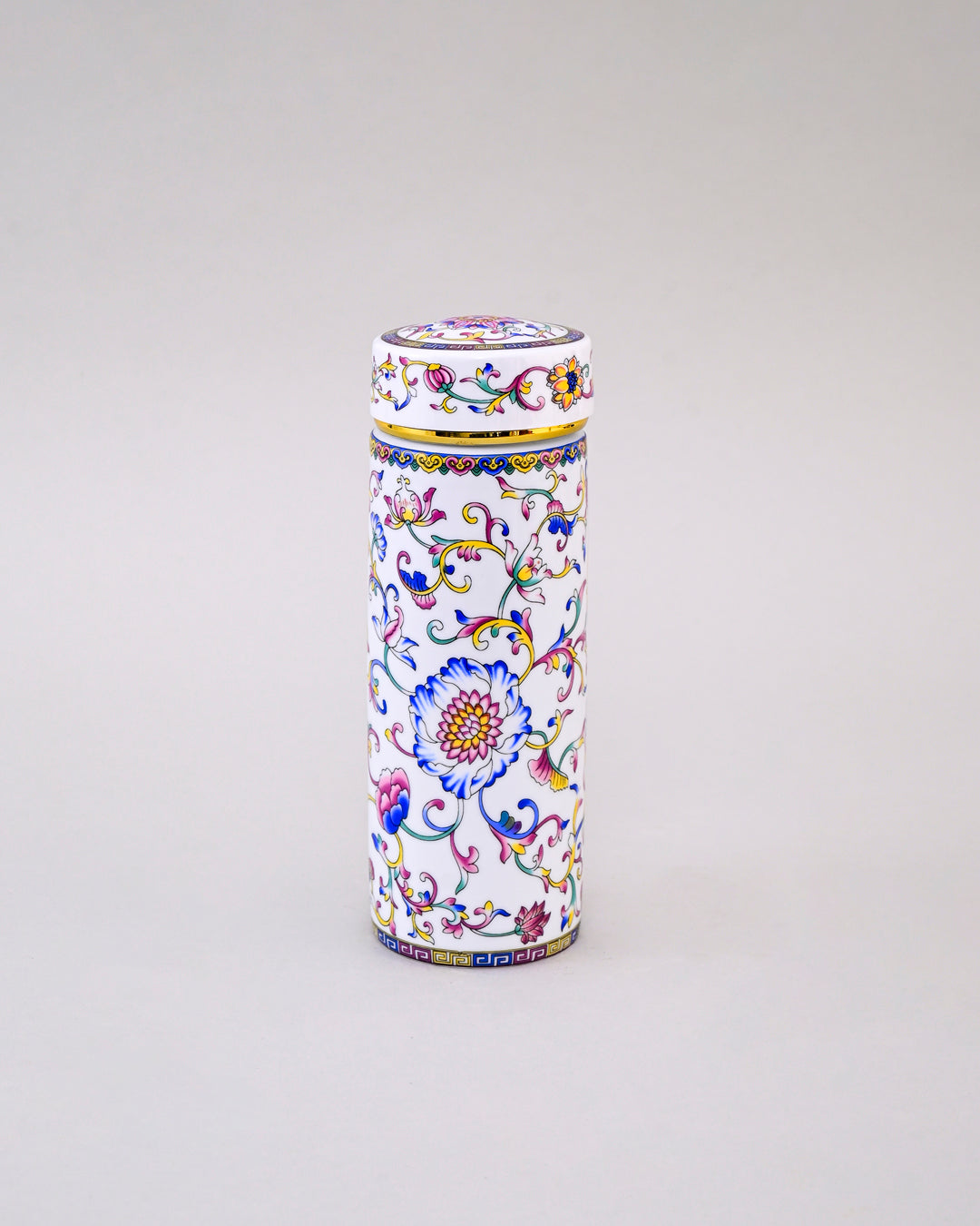Imperial Blossom Ceramic Travel Flask - White