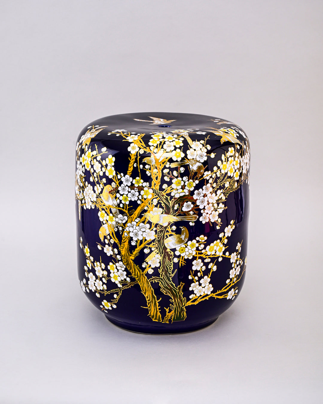 Sakura Blossom Garden Stool - Navy Blue 