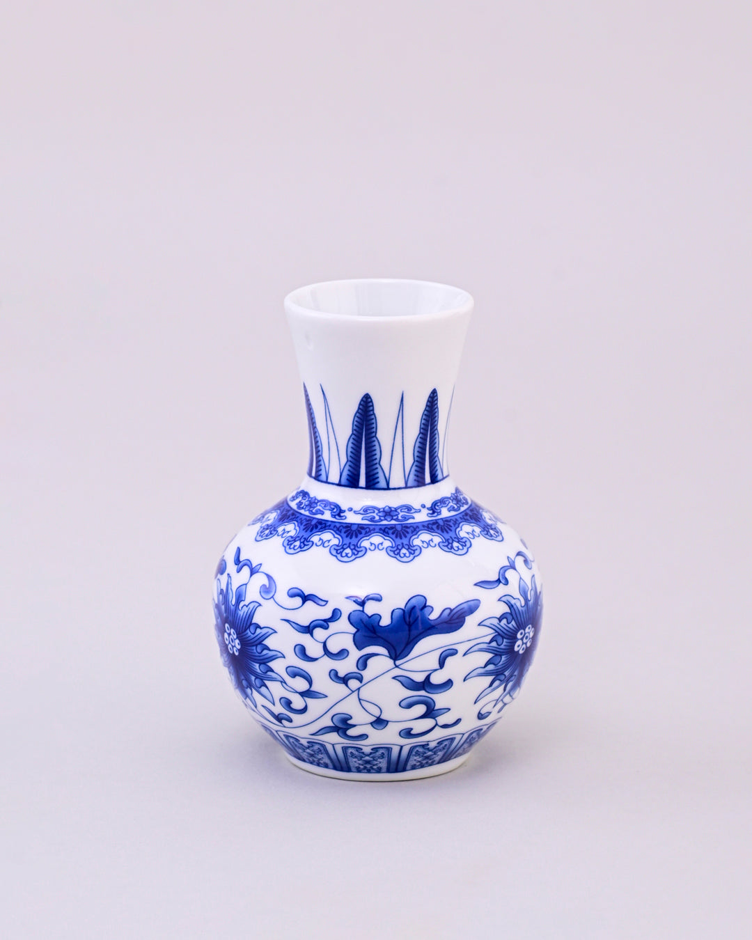 Royal Blue & White Lotus Gourd Vase 