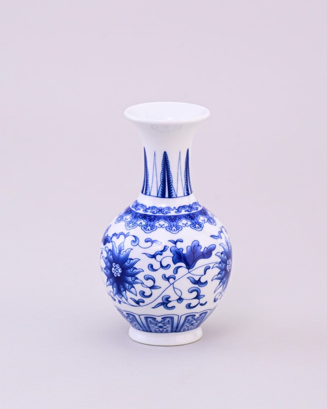 Blue & White Lotus Flared Neck Vase 