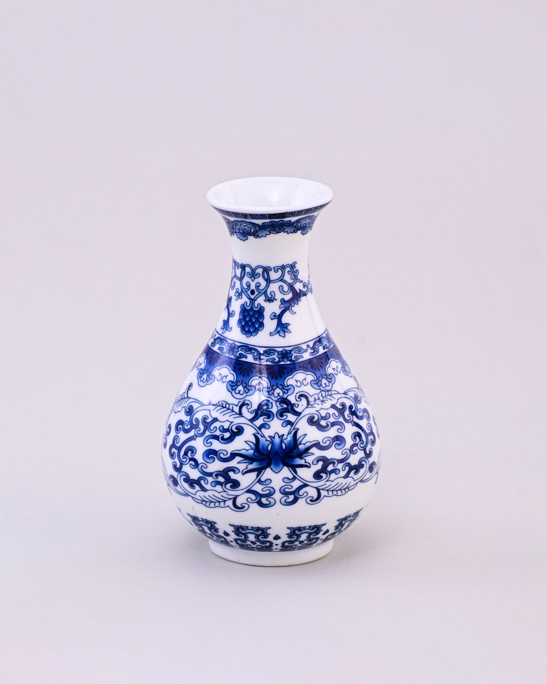 Royal Blue Floral Motif Porcelain Vase 
