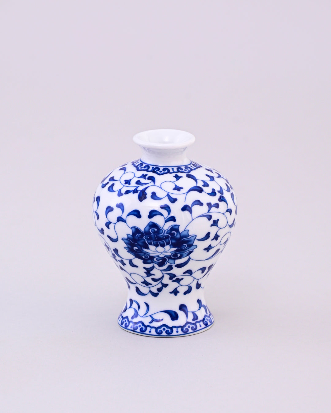 Blue & White Lotus Blossom Porcelain Vase 