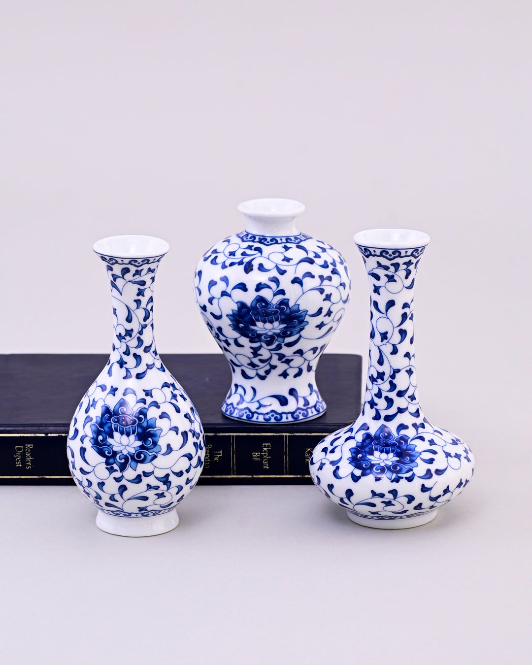 Lotus Blossom Blue & White Porcelain Vase 