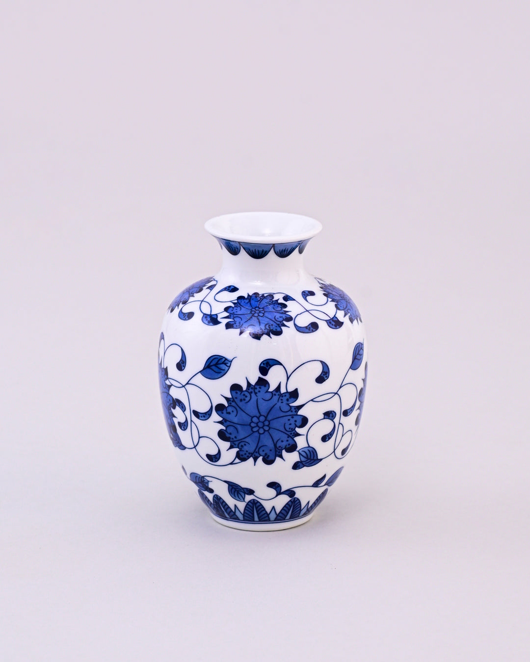 Blue & White Peony Blossom Vase 