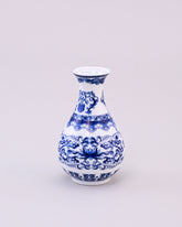 Royal Blue Floral Motif Porcelain Vase 