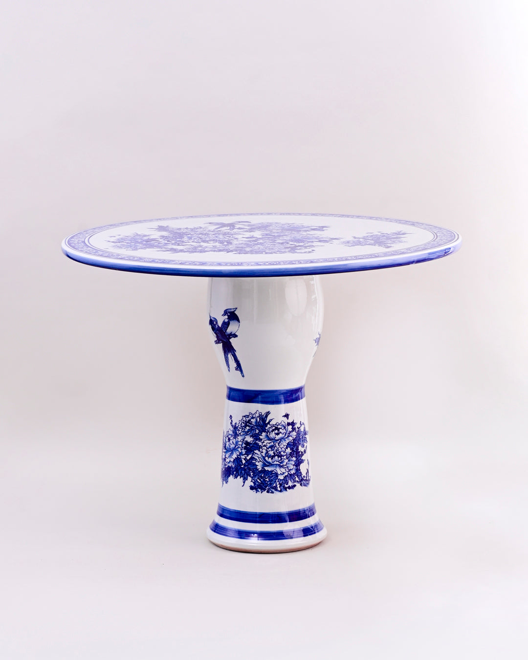 Royal  Blue & White Floral Porcelain Center Table 
