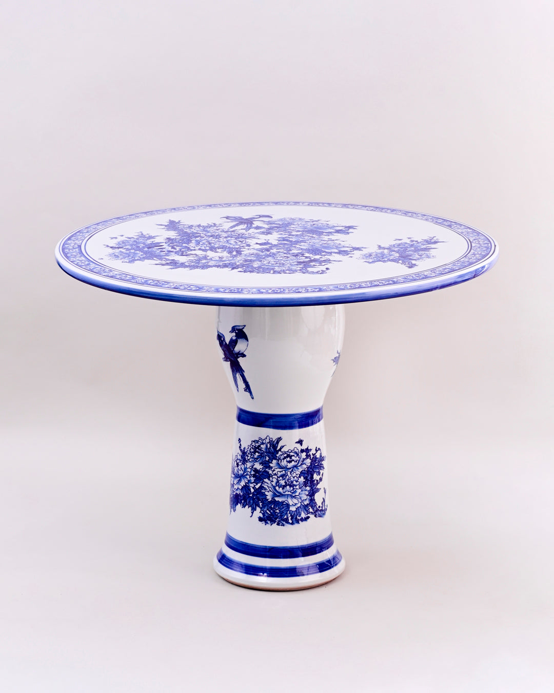 Royal  Blue & White Floral Porcelain Center Table 