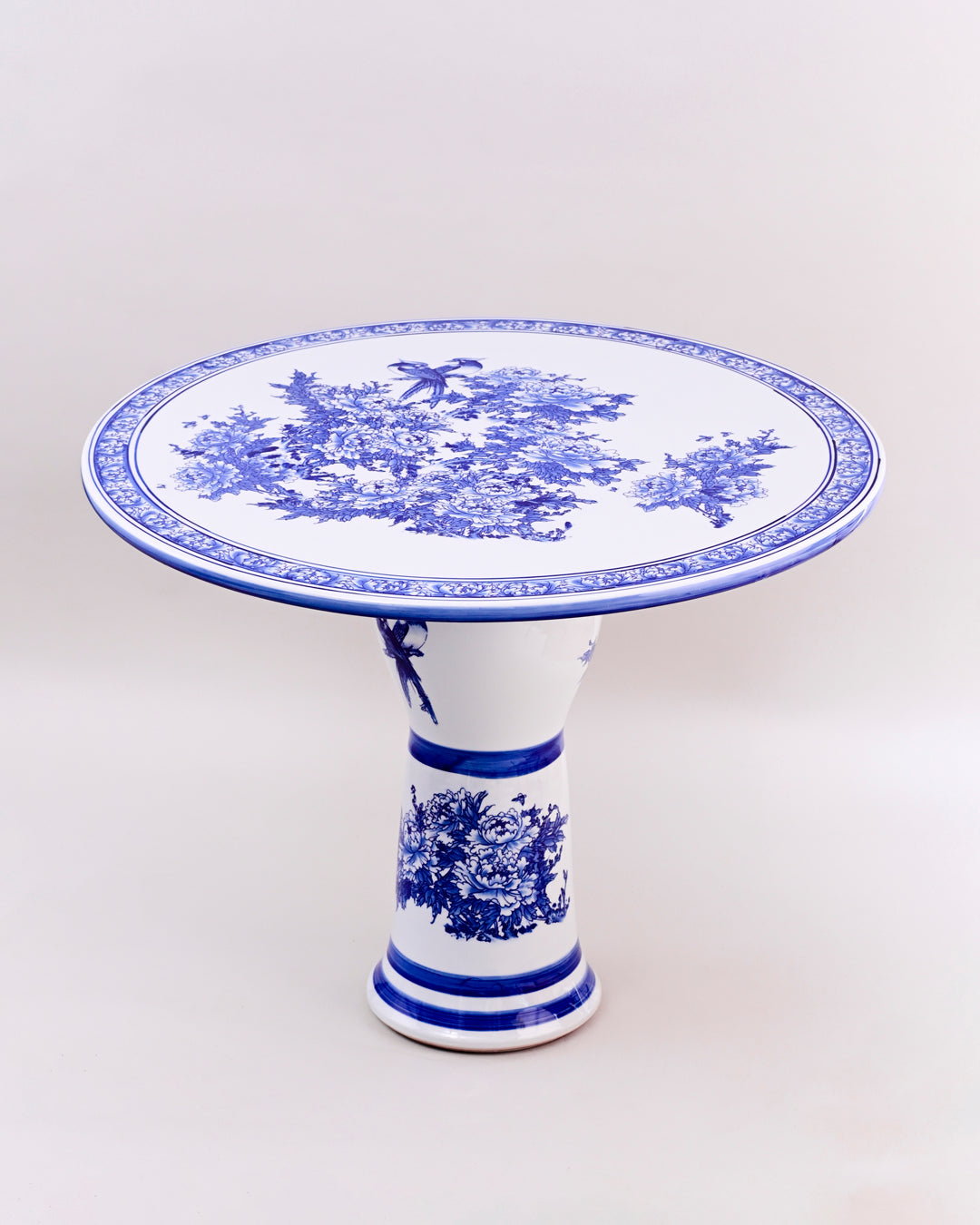 Royal  Blue & White Floral Porcelain Center Table 