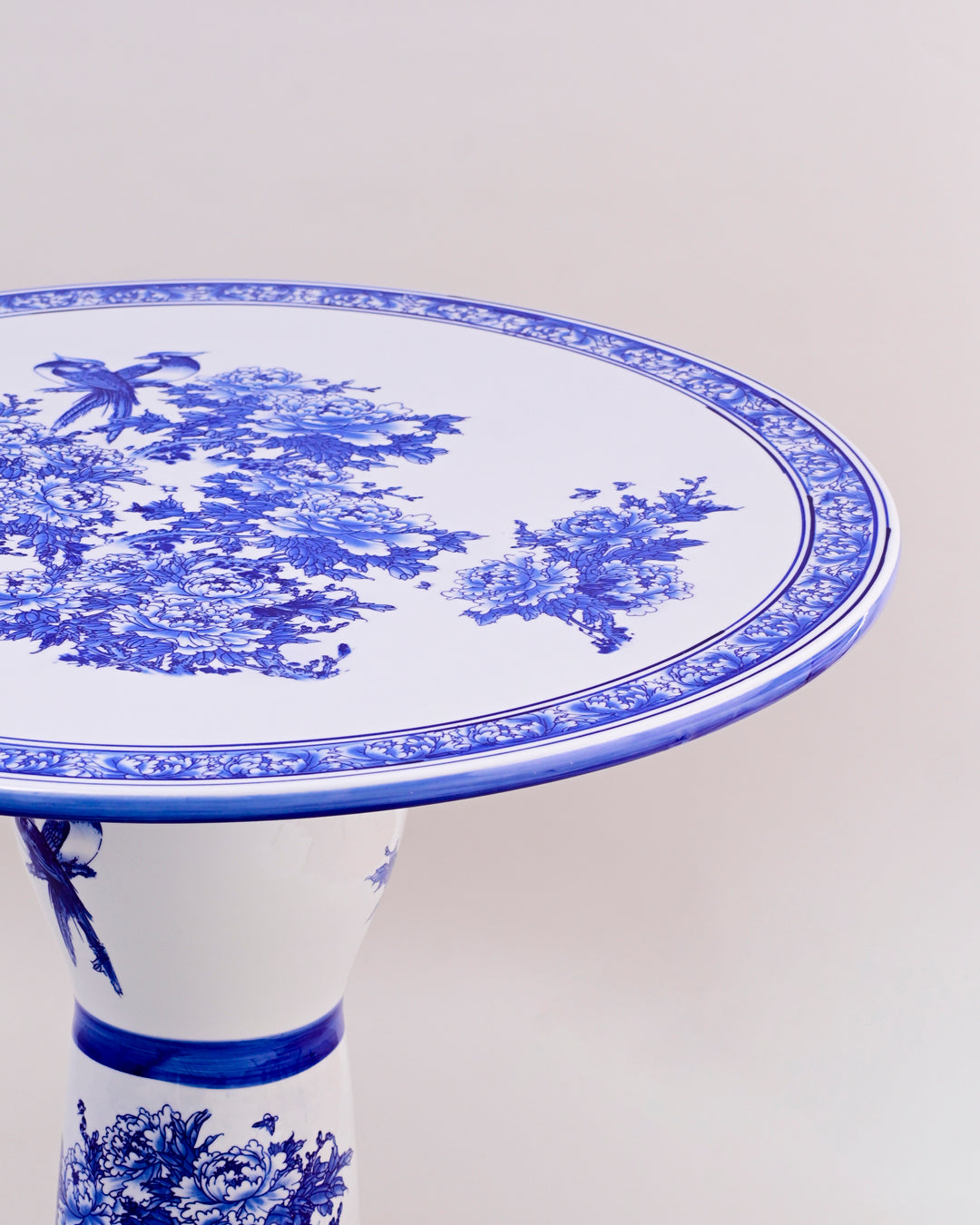 Royal  Blue & White Floral Porcelain Center Table 