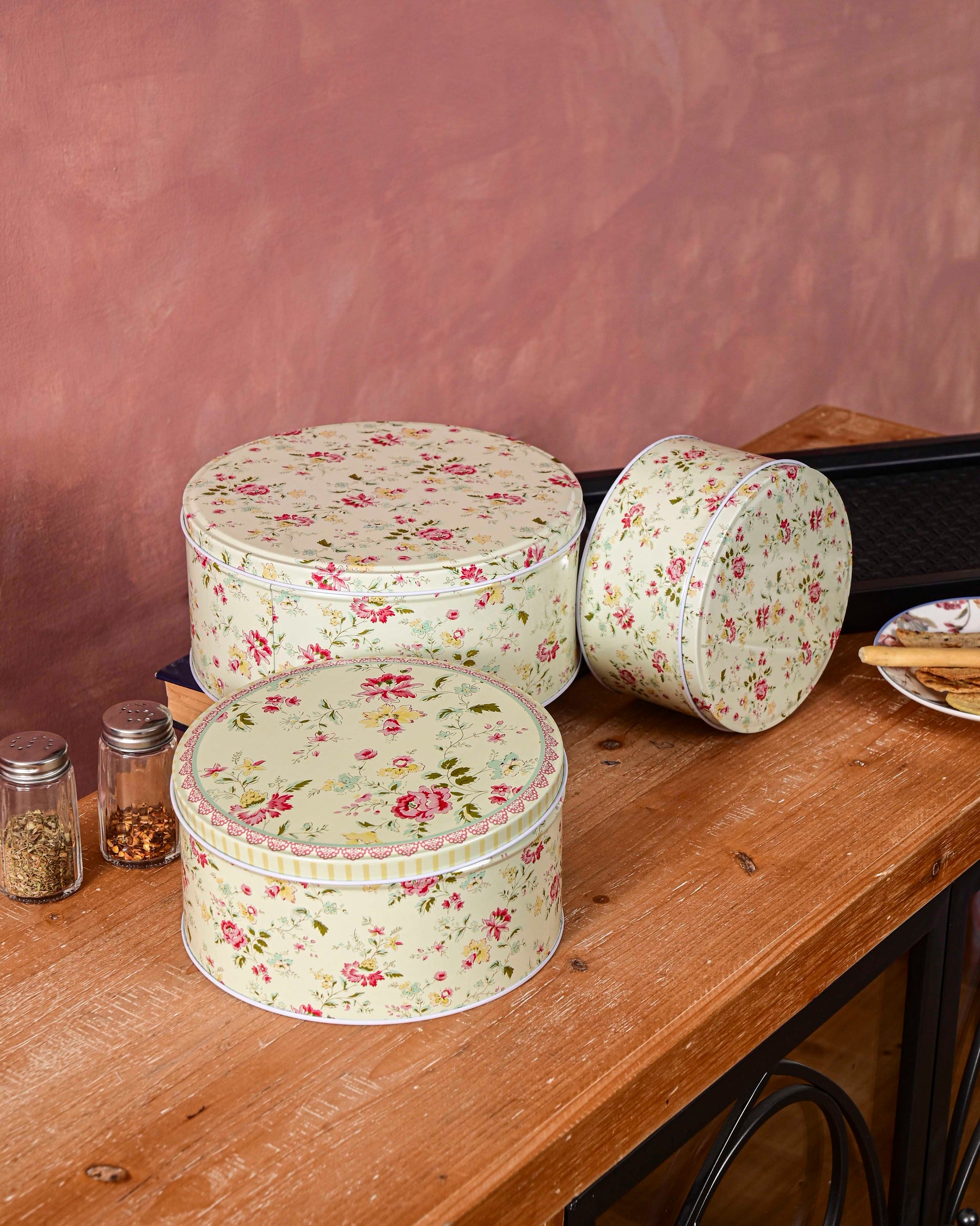 Rose Meadow Round Storage Canister - Set Of 3 