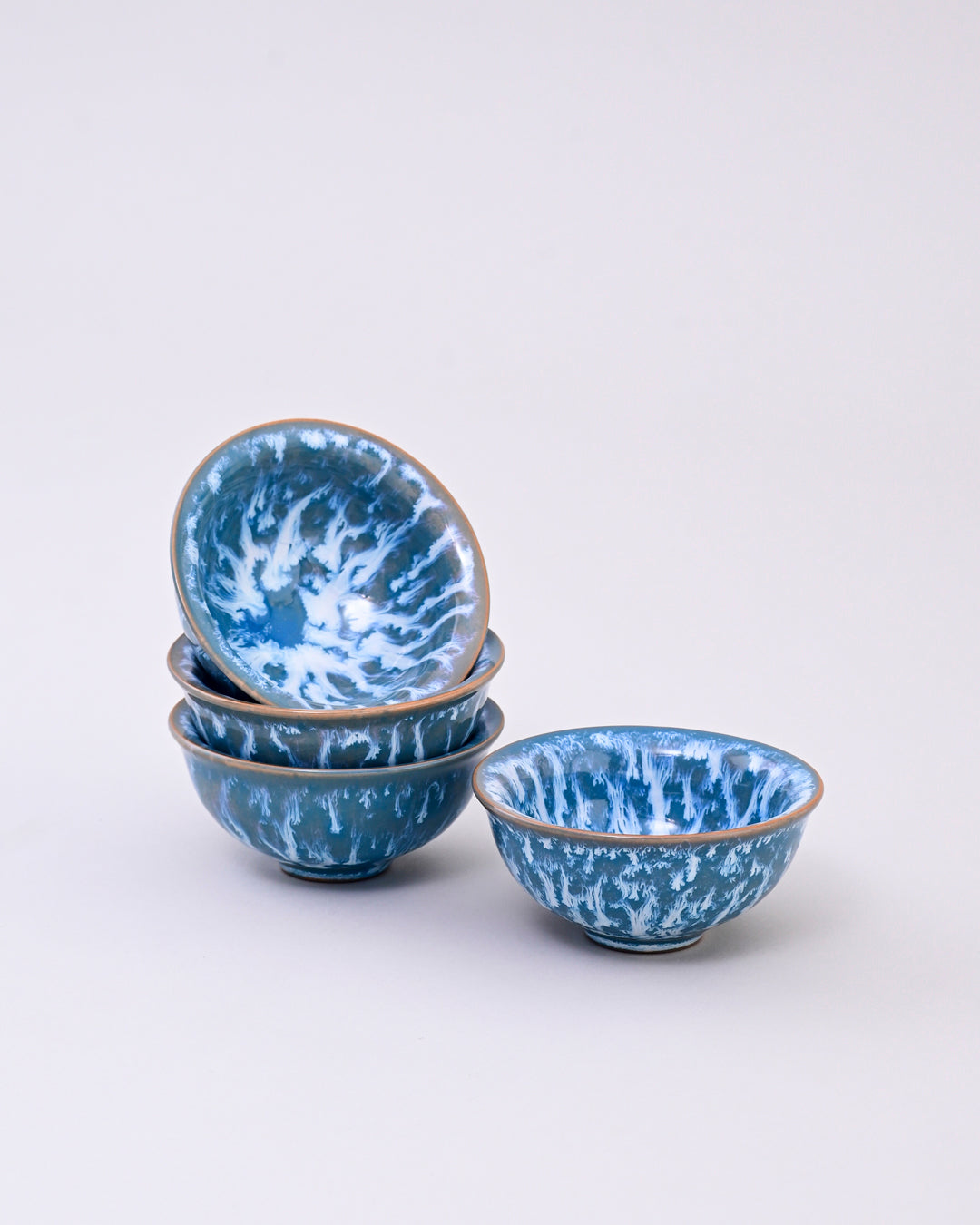 Aqua Drip Effect Ceramic Dip Bowl 