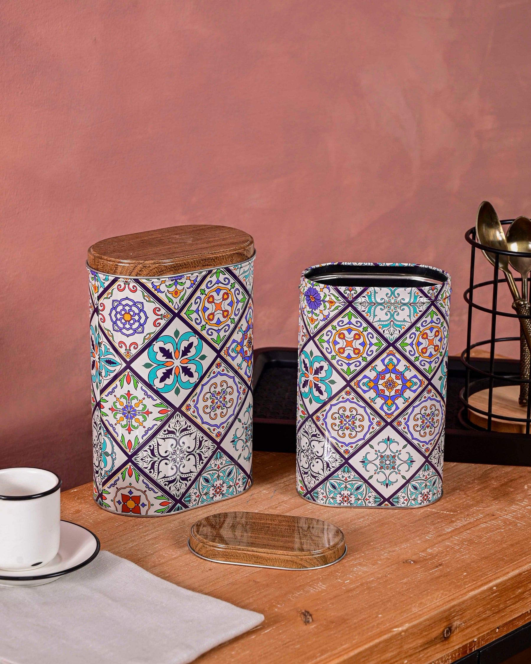 Moroccan Patterned Storage Canister - Set Of 2 