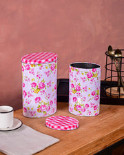 Floral Charm Storage Canisters - Set Of 2