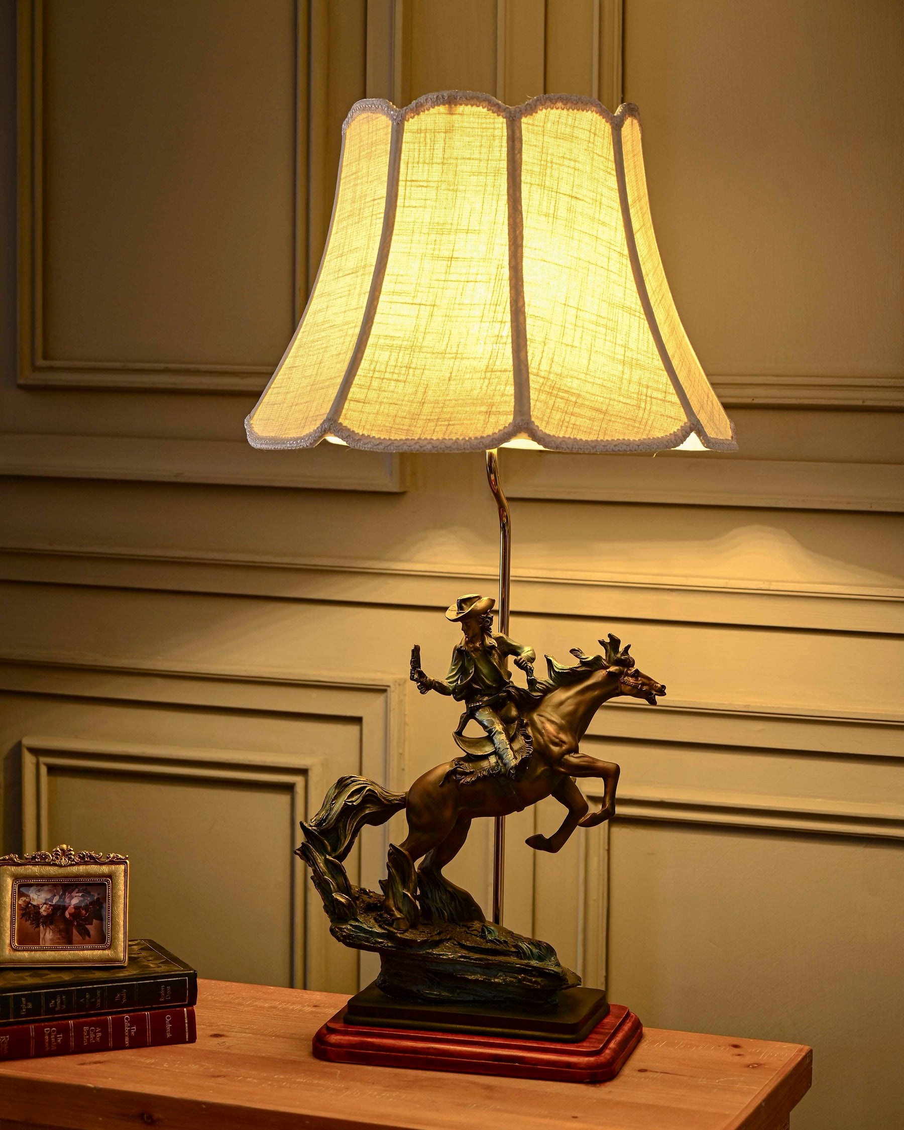 Artisan Cowboy Riding Horse Table Lamp 