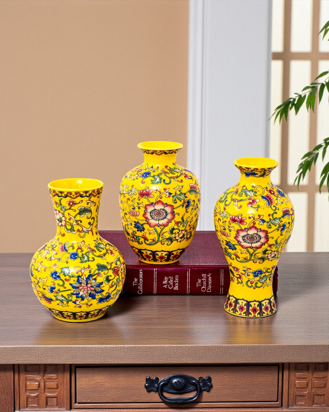 Oriental Sunshine Bloom Vase - Set Of 3 