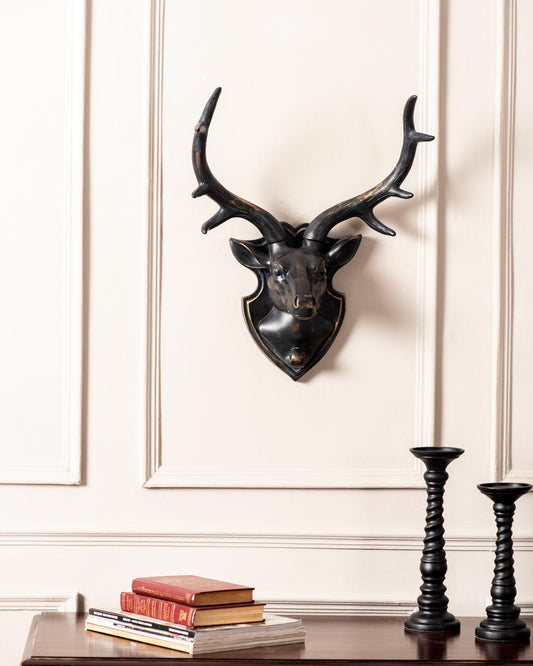 Wall Mounted Deer Plaque - Black
