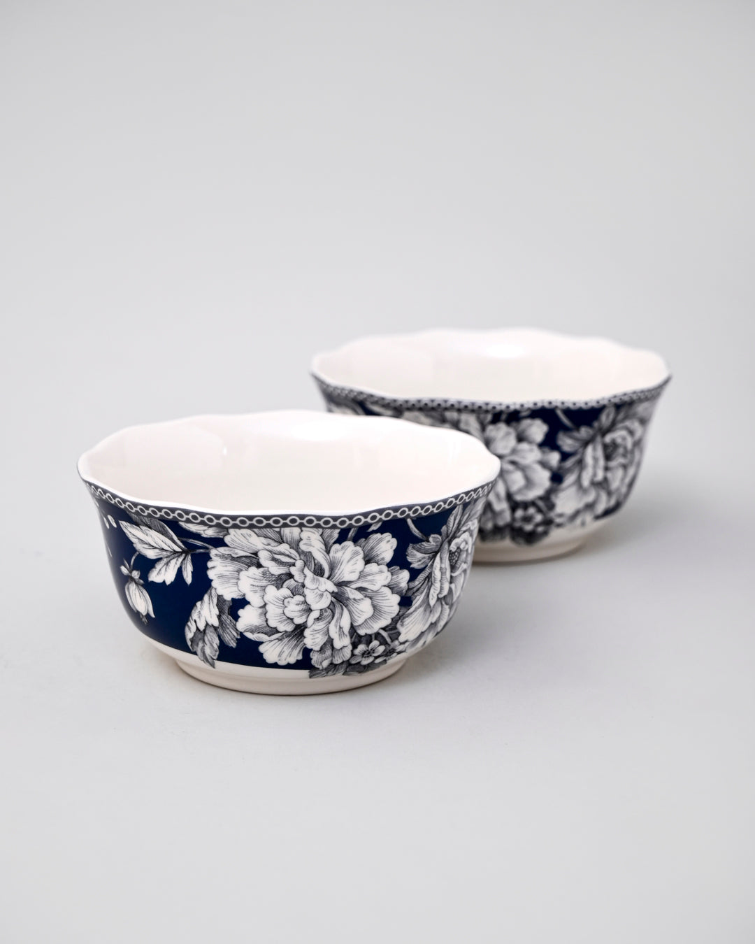 Royal Blue Floral Katori - Set of 2 