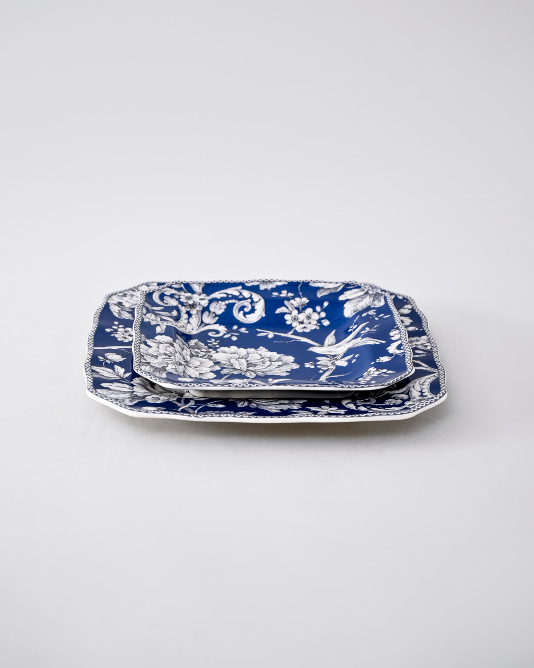 Royal Blue Floral Square Dinner Plate 
