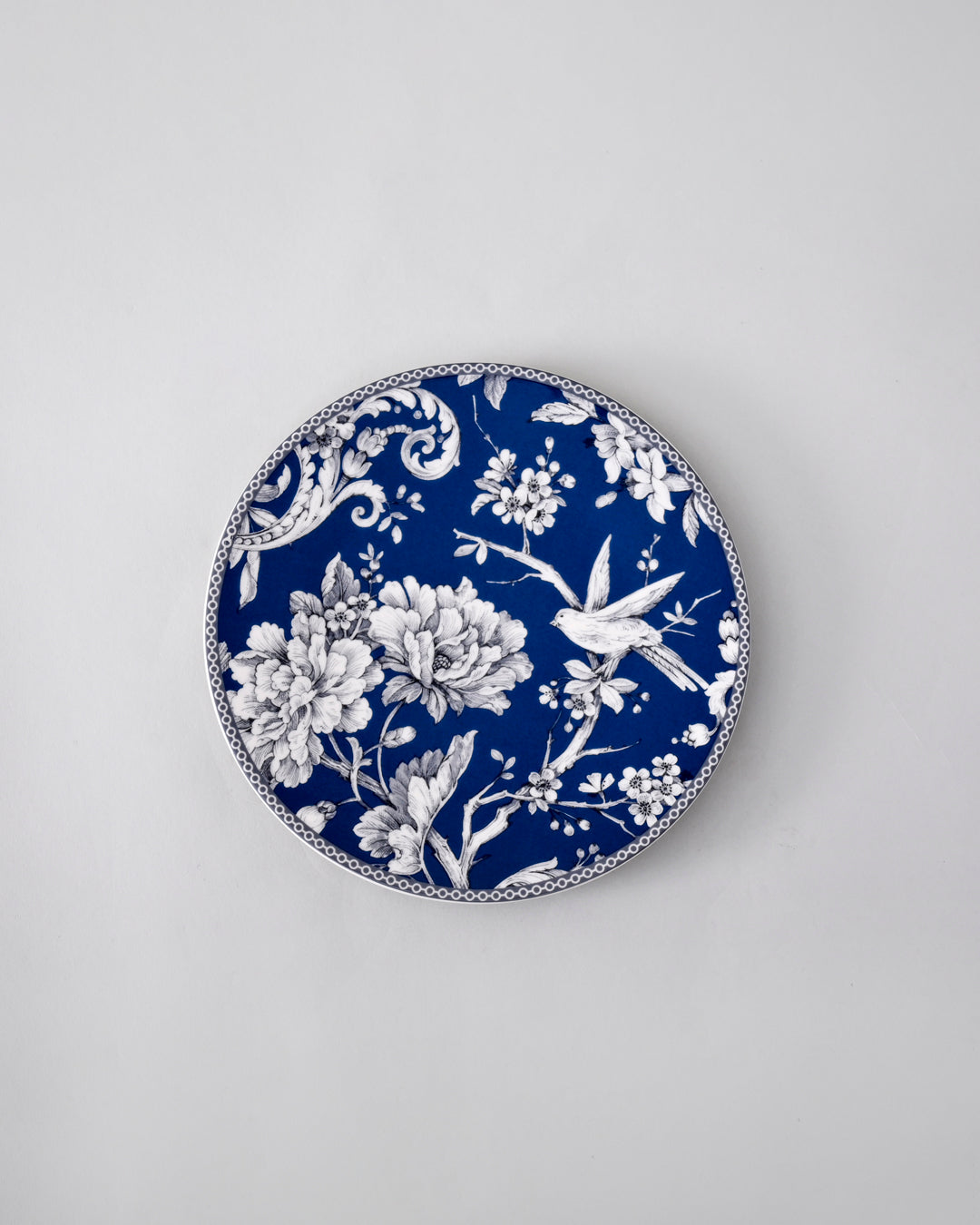 Royal Blue Floral Quater Plate - Set Of 6 