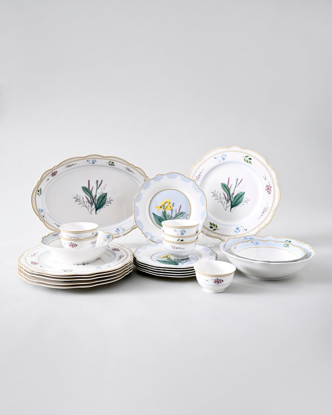 Botanical Grace Ceramic Dinner Set - 22 Piece 