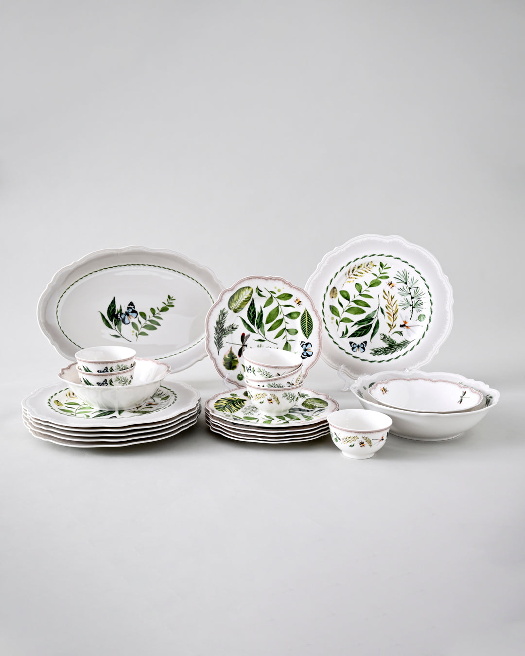 Botanical Harmony Ceramic Dinner Set - 22 Piece 