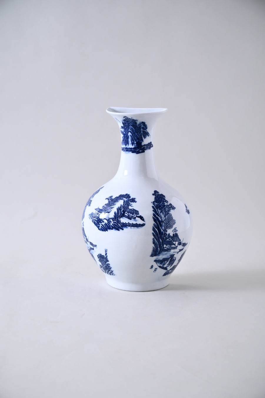 Traditional Landscape Blue and White Wall Vase 