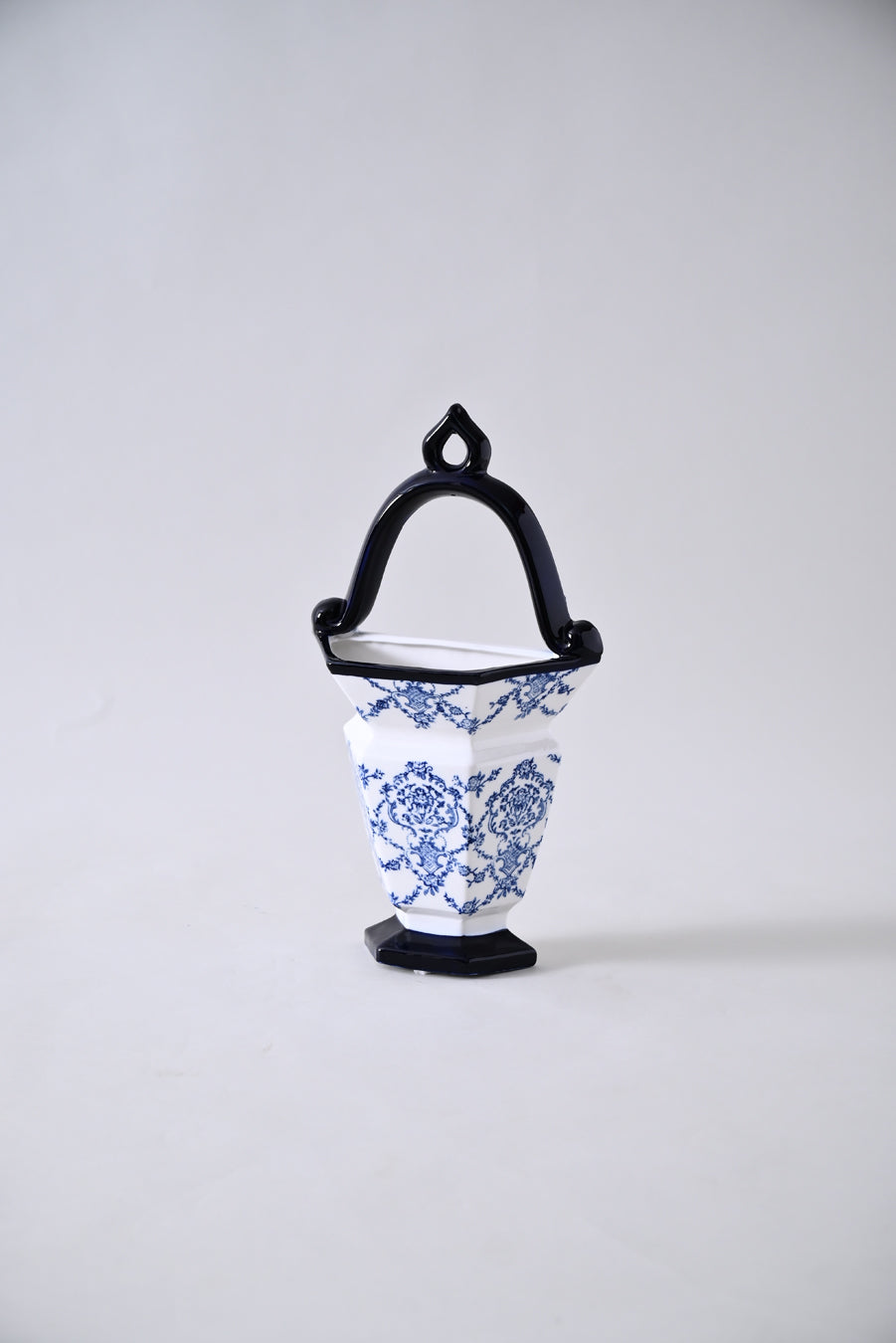 Blue Floral Basket Wall Basket Vase 