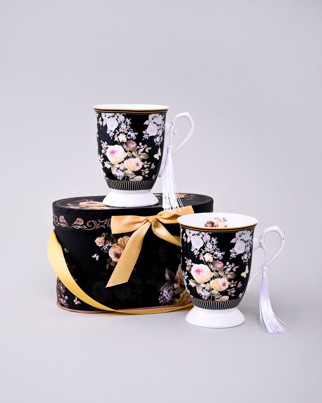Black Grace Bloom Coffee Mug - Set Of 2 
