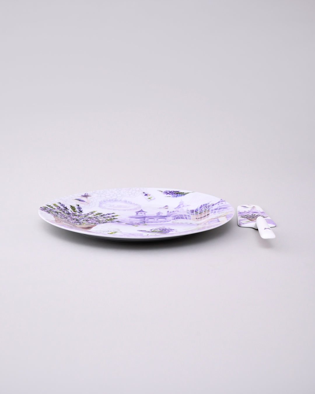 Lavender Bliss Cake Plate With Knife 