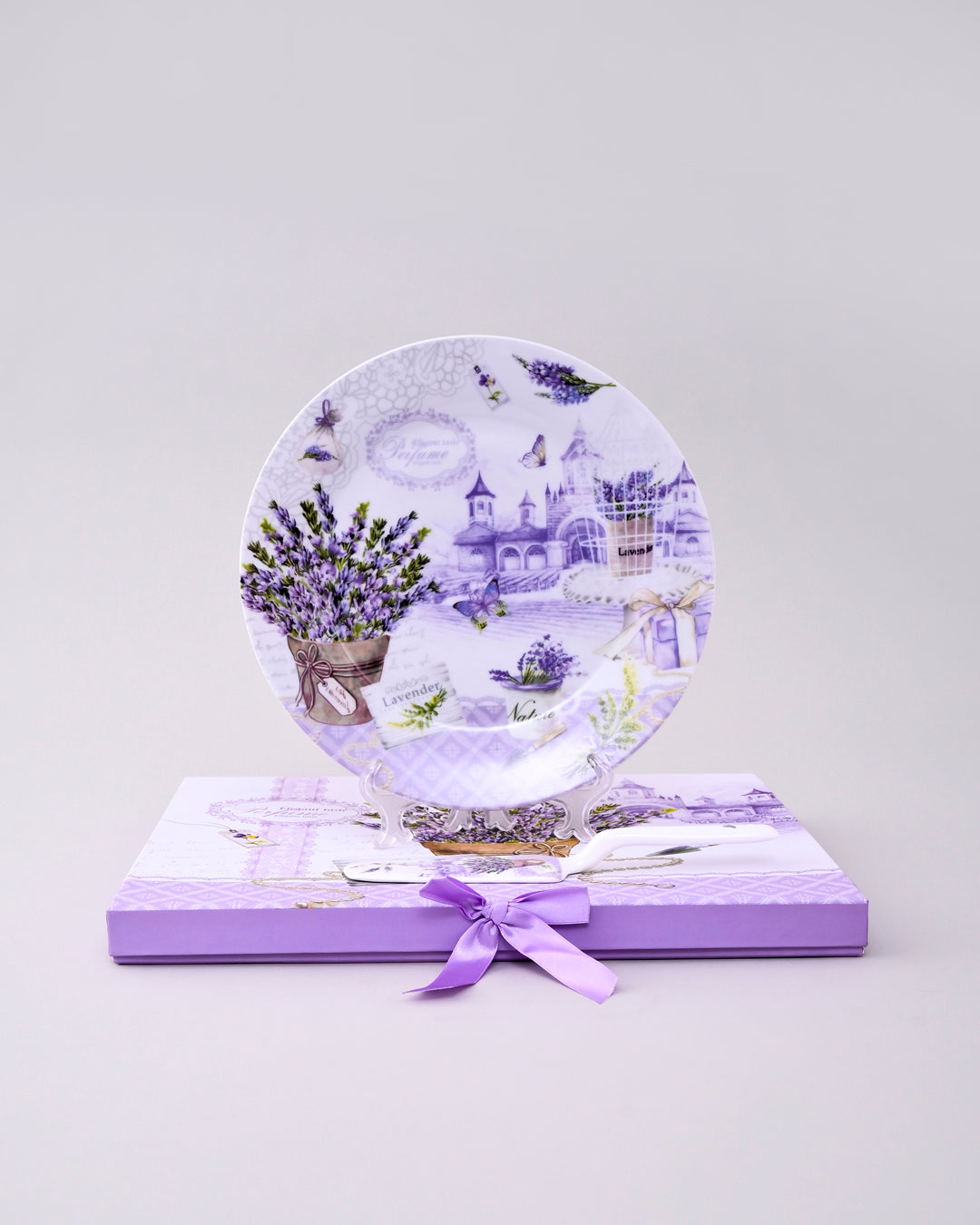 Lavender Bliss Cake Plate With Knife 