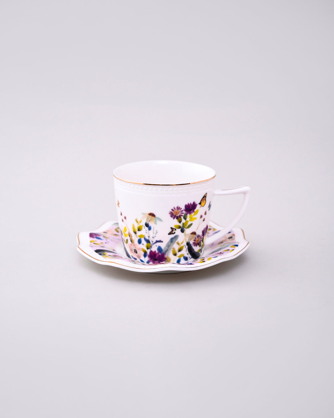 Spring Bloom Tea Cup With Saucer - Set Of 6 