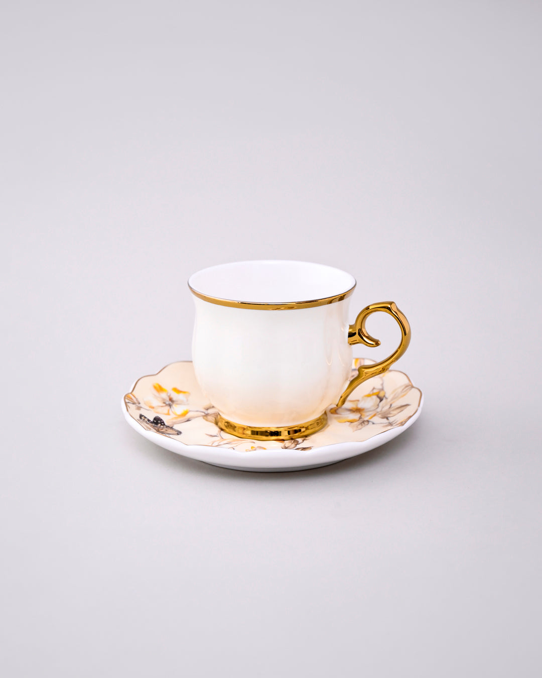 Golden Aura Tea Cup With Saucer - Set Of 6 