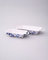 Floral Motif Rectangular Baking Dish - Set Of 2 