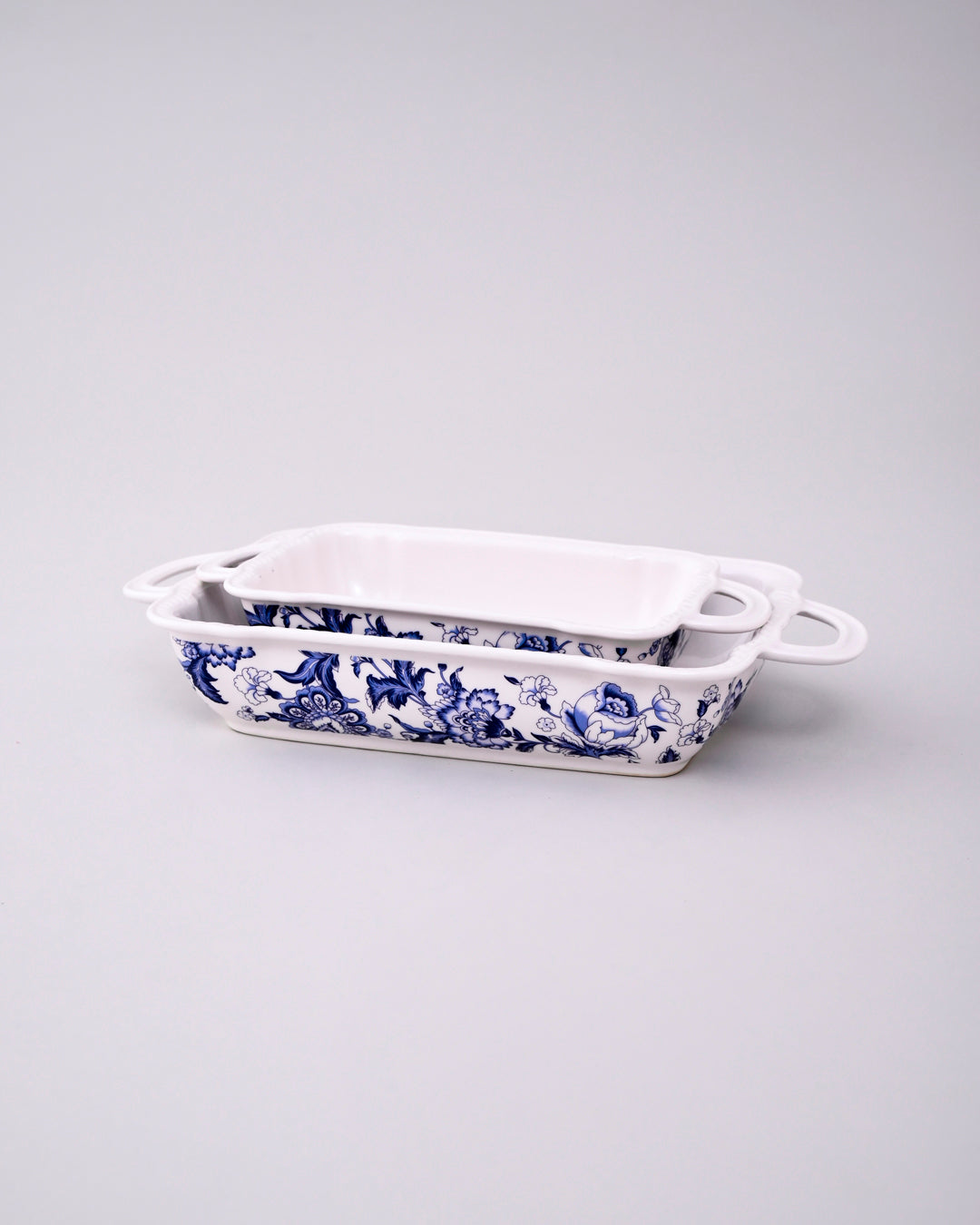 Floral Motif Rectangular Baking Dish - Set Of 2 