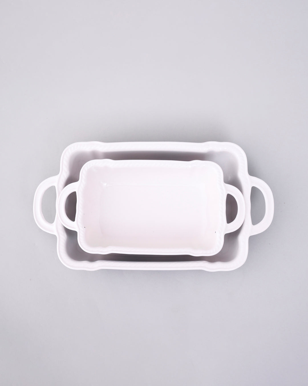Floral Motif Rectangular Baking Dish - Set Of 2 