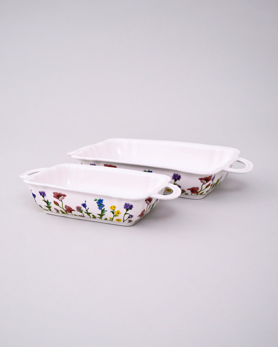 Floral Motif Rectangular Baking Dish - Set Of 2 