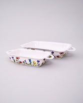 Floral Motif Rectangular Baking Dish - Set Of 2 