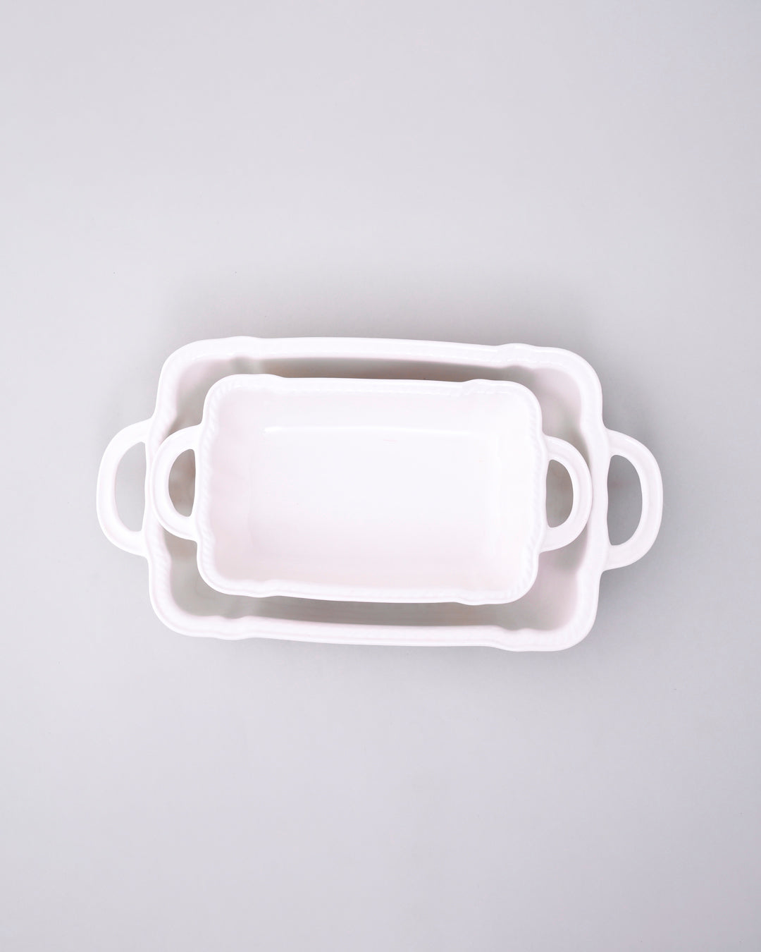 Floral Motif Rectangular Baking Dish - Set Of 2 