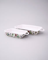 Floral Motif Rectangular Baking Dish - Set Of 2 
