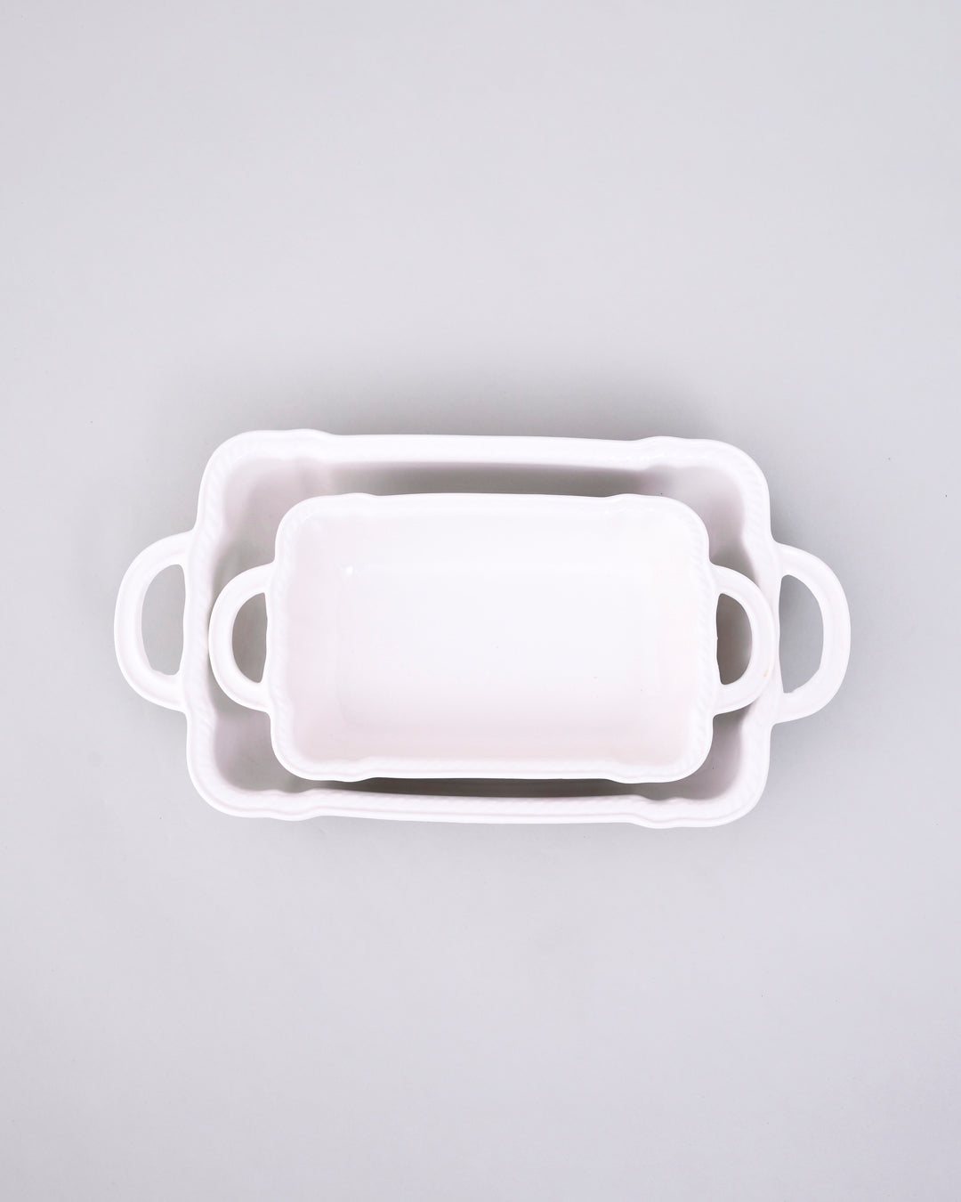 Floral Motif Rectangular Baking Dish - Set Of 2 