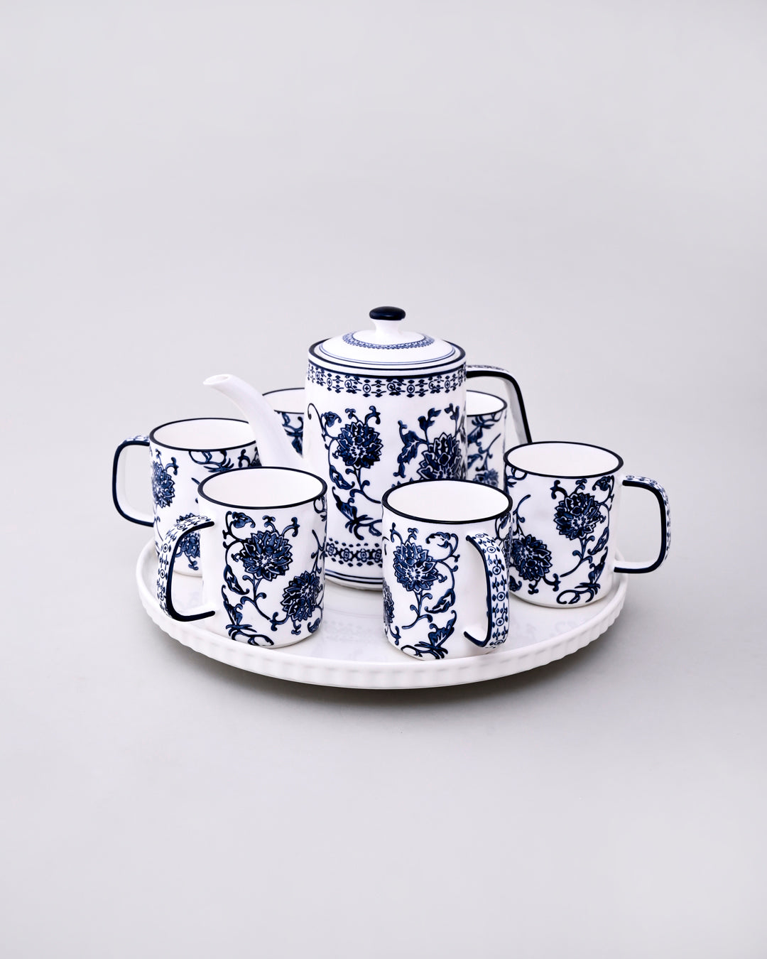 Blue Blossom Ceramic Tea Set - 8 Piece 