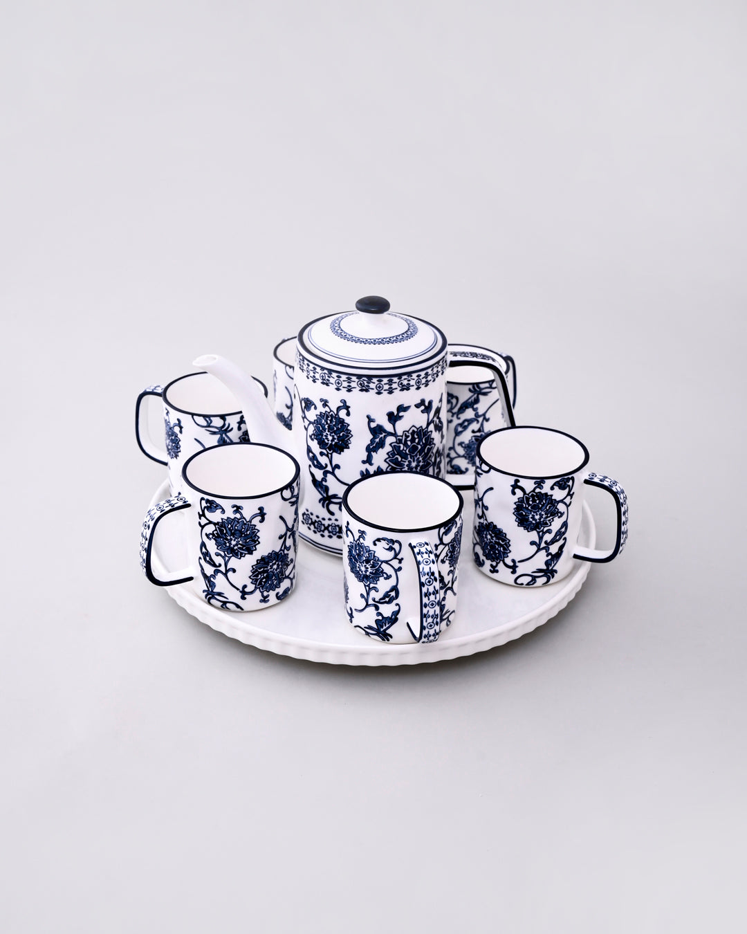 Blue Blossom Ceramic Tea Set - 8 Piece 