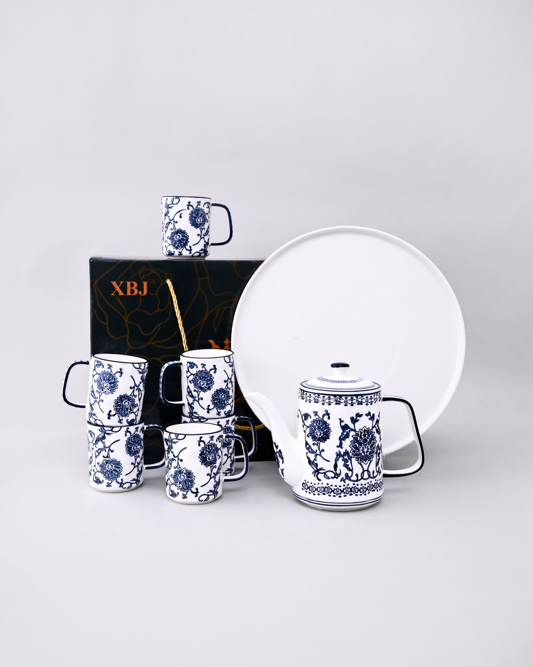 Blue Blossom Ceramic Tea Set - 8 Piece 