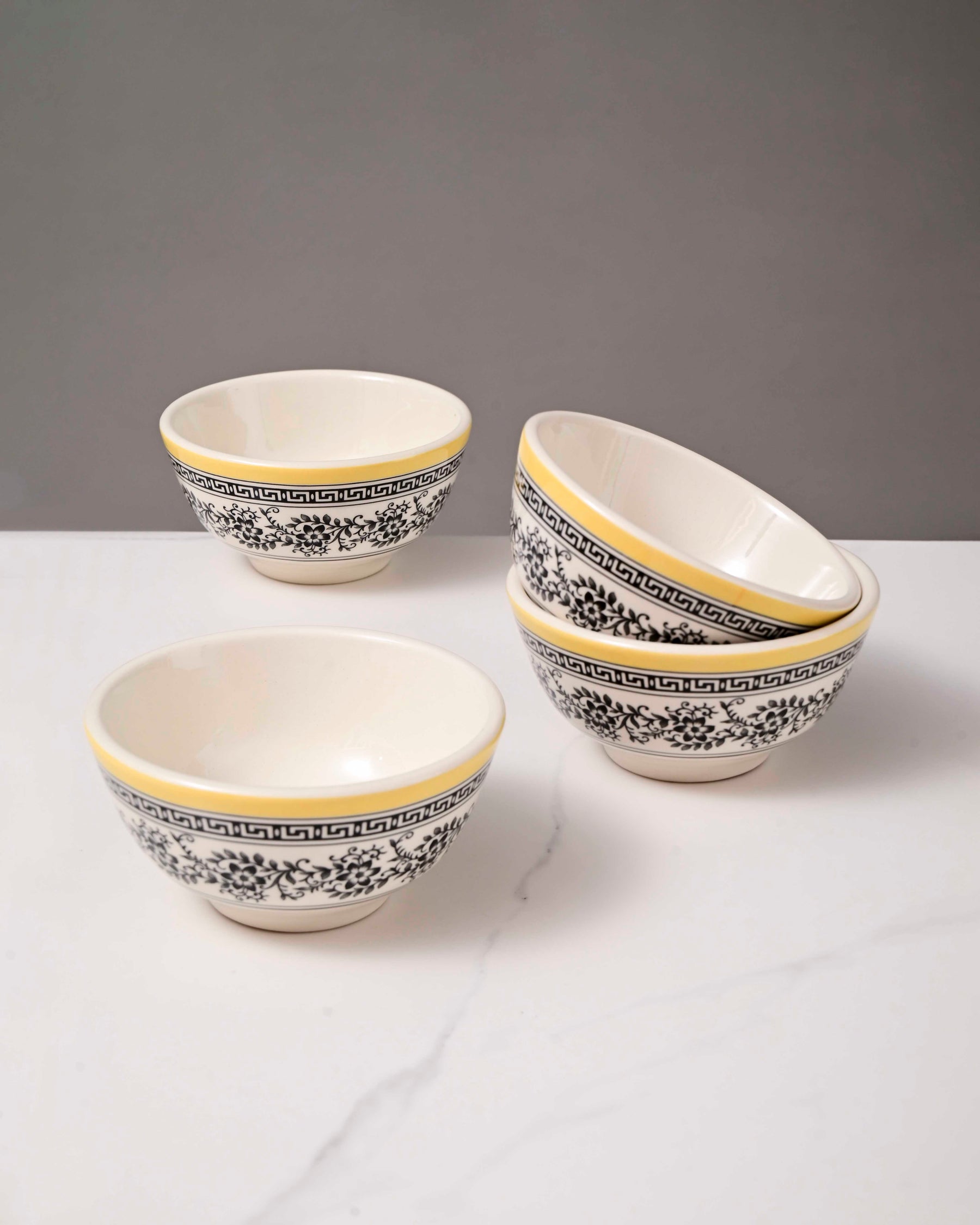 Classic Floral Border Ceramic Katori 
